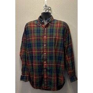 Vintage Ralph Lauren Long Sleeve Flannel Button Down Multicolor Plaid Size Large